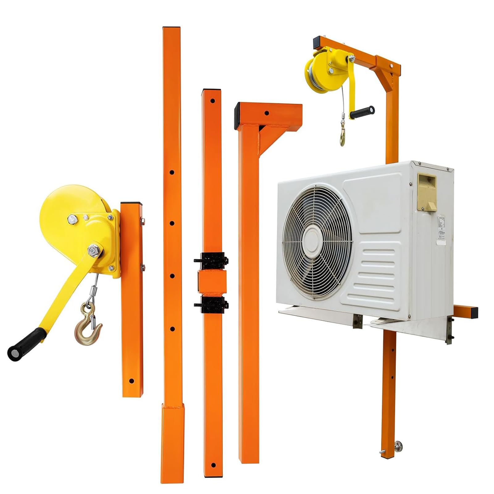 LMMIAOZ AC Installation Tool Kit 20m Rope Hand Winch & Crane Tools for Air Conditioner Mounting 330lbs Heavy Duty Hoist for Outdoor HVAC Setup