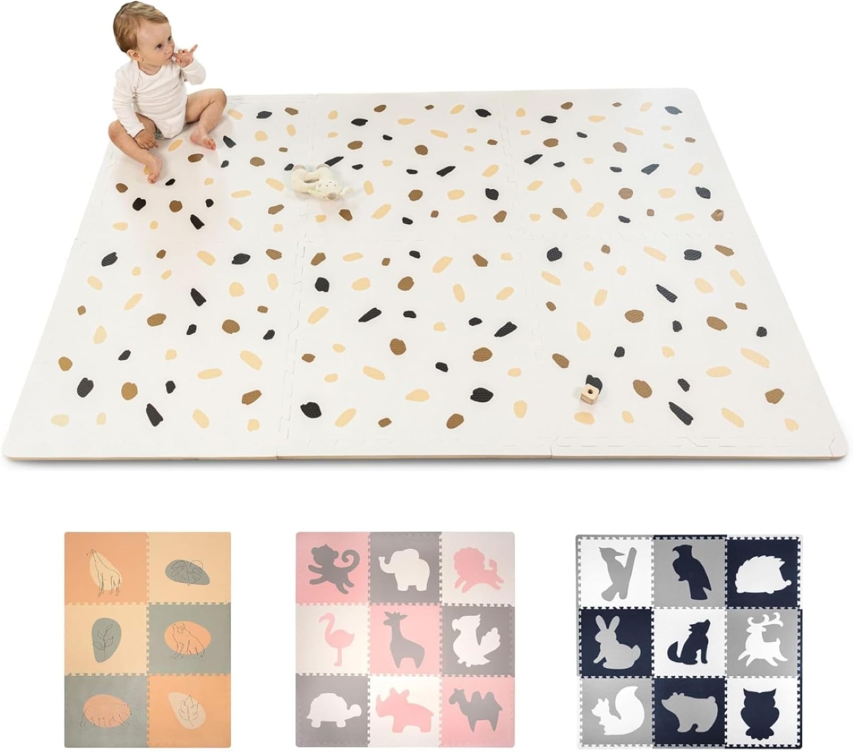 Hakuna Matte Stylische Puzzlematte Baby 180 x 120 cm Konfetti | 6 XXL-Platten à 60x60cm – 20% dickere, weichere Puzzlematte für Kinder–schadstofffreie, Pflegeleichte Baby Krabbelmatte