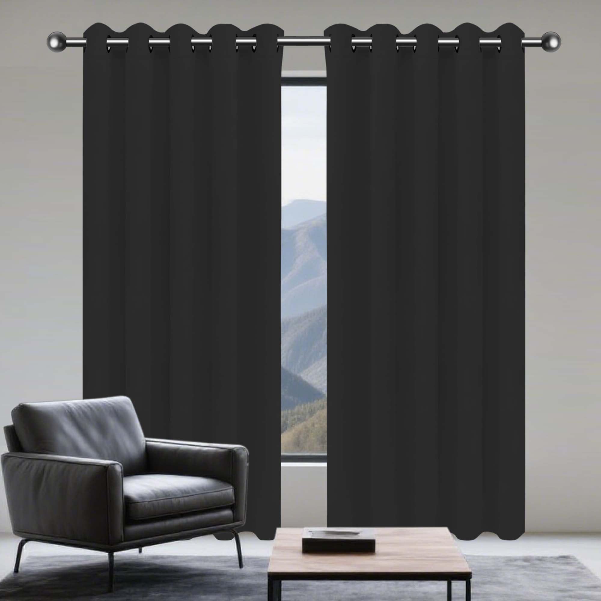 Rideau isolant thermique anti froid et chaleur opaque 280x220cm noir de chambre