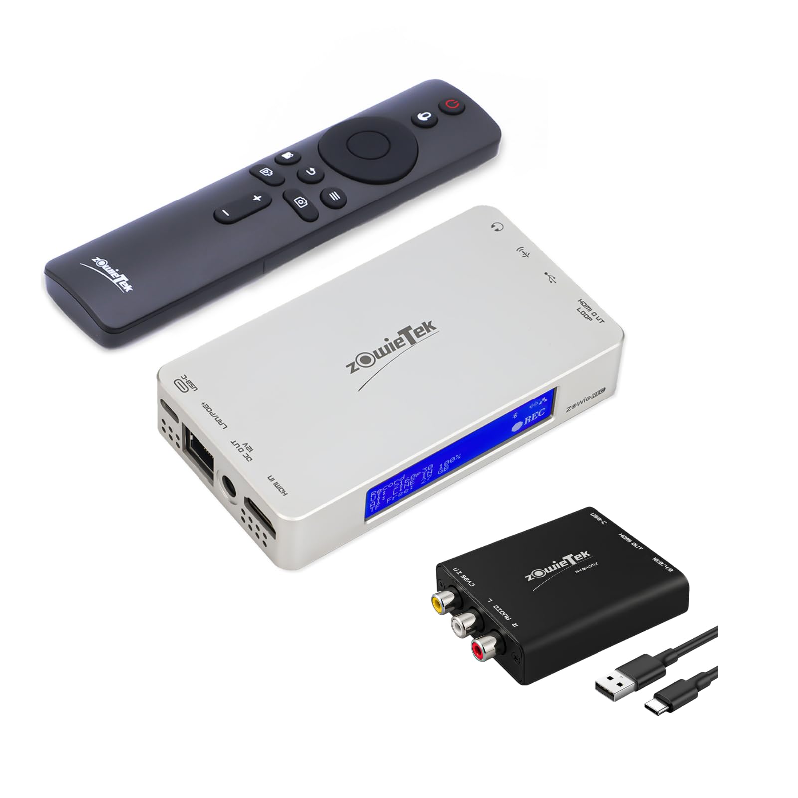 Bundle ZowieREC registratore HDMI 4K + convertitore AV/RCA a HDMI | corpo in alluminio premium, design per la dissipazione del calore | digitalizza VHS, DVD, console di gioco e videocamere in formato