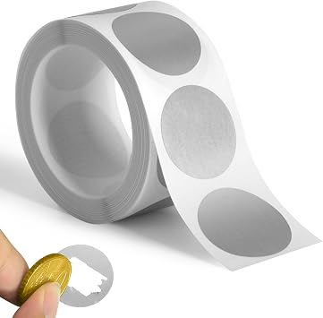 Imeepa Silver Scratch Off Stickers, 300PCS 1" Round Raffle Labels