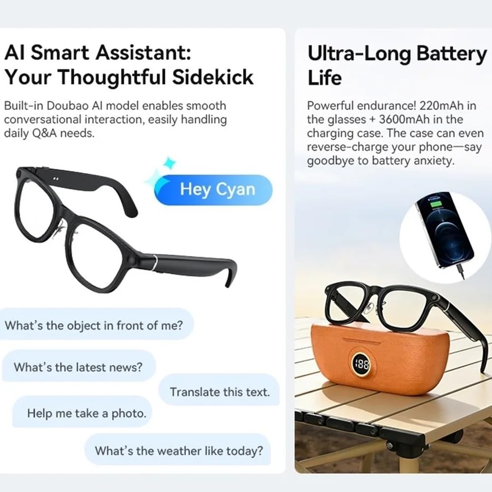 Lunettes Intelligentes IA 6K HD 2026 : Chat Vocal, Caméra 800 MP, Appels Bluetooth, Assistant Vocal