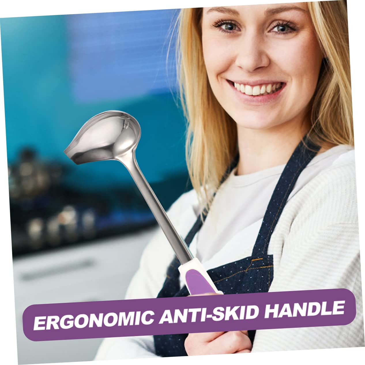 SOLUSTRE 2pcs Stainless Steel Gravy Ladles with Comfortable Grip Non Slip Design for Sauce Serving Kitchen Accessory for Cooking and Dining