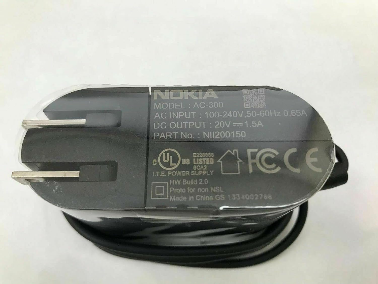 AC-300 Adapter Compatible with Nokia Lumia 2520 Tablet 30W 20V 1.5A AC Adapter Charger NII200150 AC300 Charger., Black