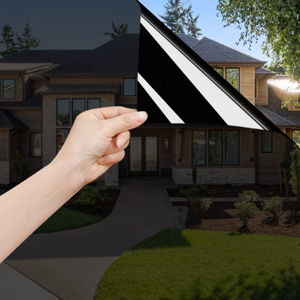 SUNBIRD Window Tint Film, Privacy No-Glue Static Window Films Glass Sticker Heat Control Anti UV Protective Cover Home (20 X 48 INCHES-3PCS, Black)