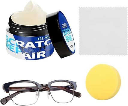 Eyeglass Scratch Remover, 35g Sunglasses Repair Wax with Cleaning Tool Kit, Professional Lens polishing for Scuff Marks & Dust Resistance, Clear Restorer for Daily Eyewear Home Office Travel