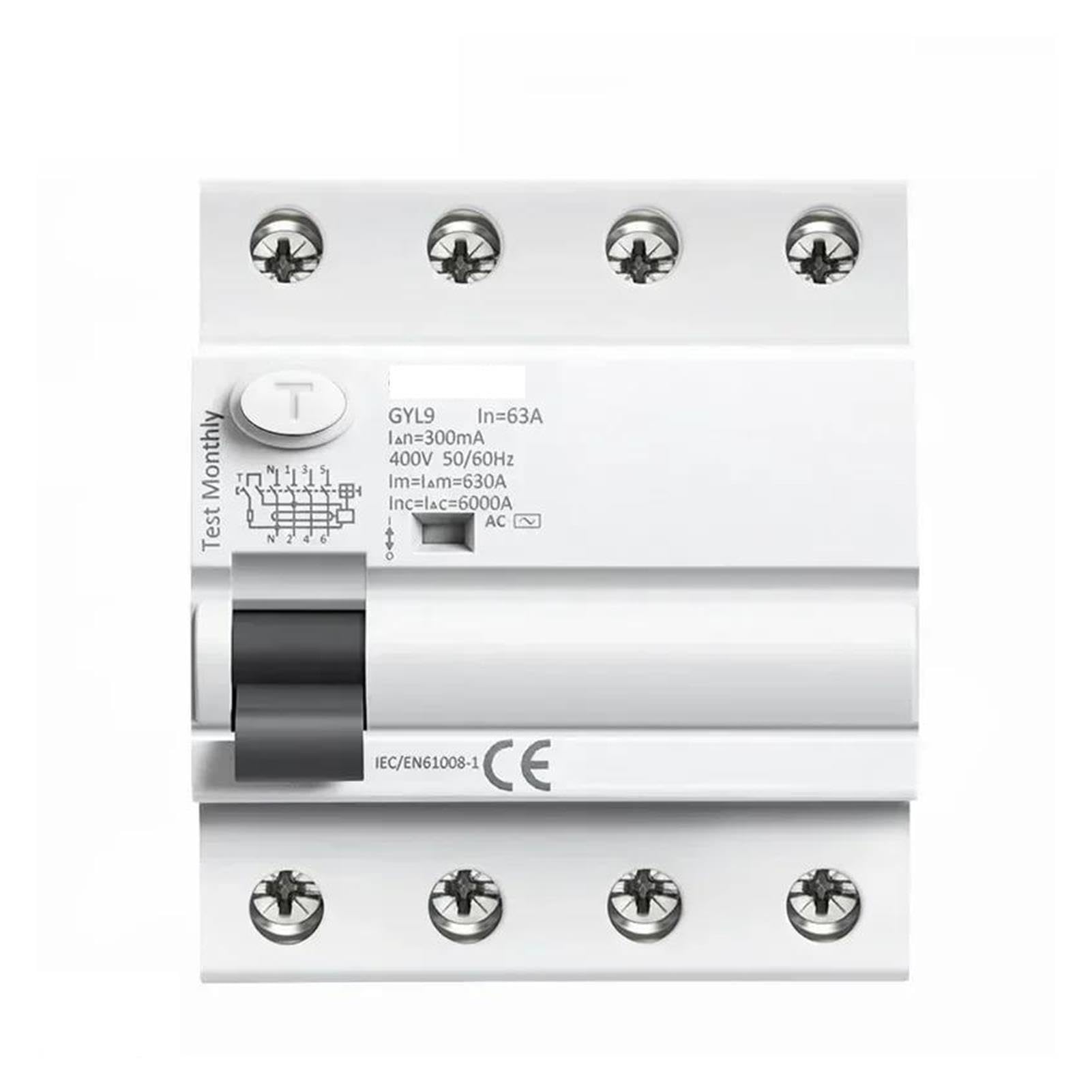 GYL9 Disyuntor de corriente Residual de CA interruptor diferencial electromagnético interruptor de seguridad 4P 40A 63A 100A(4P 40A,100mA(0.1A))