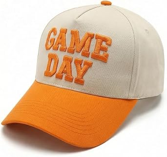 Game Day Hat Adjustable Two-Tone Baseball Cap with 3D Puff Embroidery