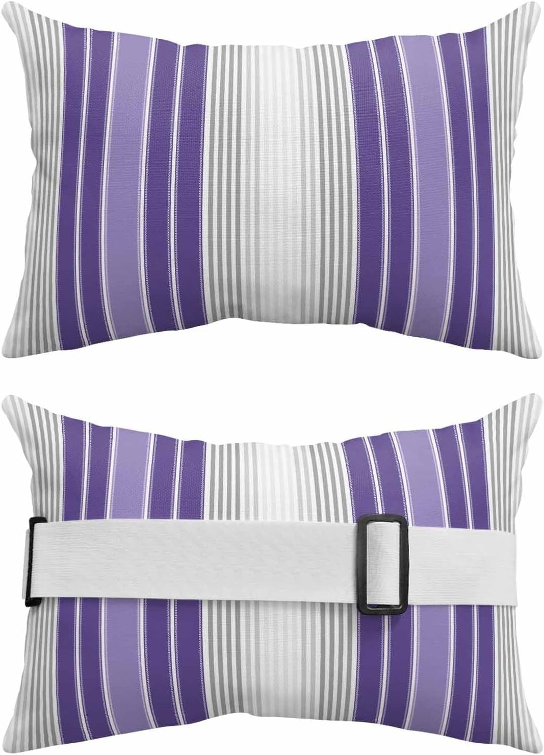 Pack of 4 Outdoor Lumbar Pillow Covers, Purple Gray Stripes Waterproof Throw Pillow Covers Set, Modern Simple Abstract Vertical Lines Outdoor Decorative Cushion Case for Patio Beach, 11x16 Inch