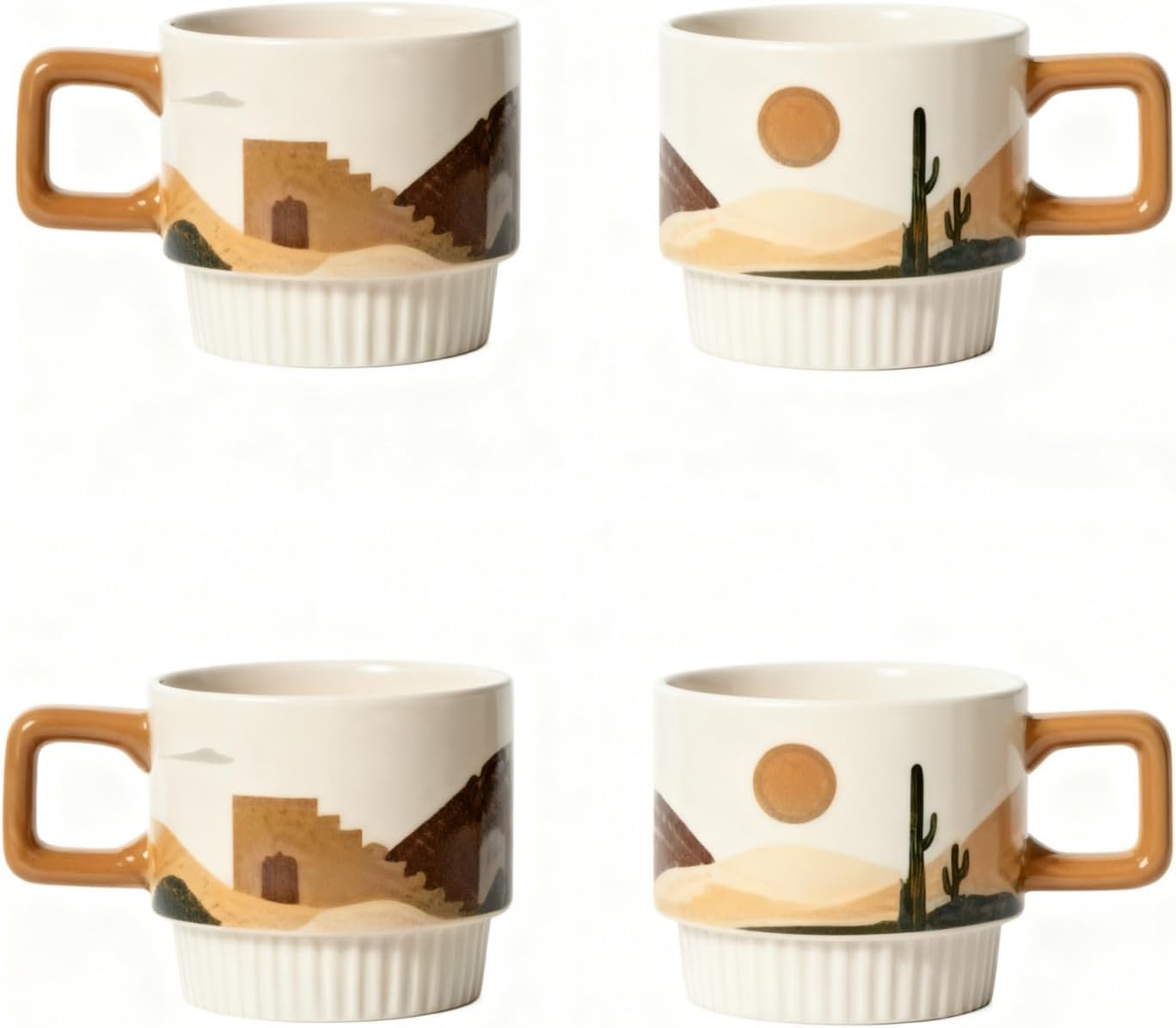 Espresso Cups,Coffee Mugs with Handle, Ceramic Mug Set, Coffee Mug Set, Coffee Cups Set, CeramicCoffee Mugs, Set of 4