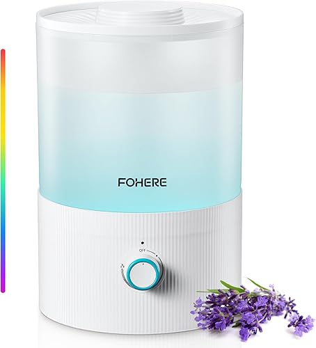 FOHERE Humidificador para dormitorio de bebé, humidificadores de niebla fría de llenado superior de 3.2L para guardería, hogar, tiempo de