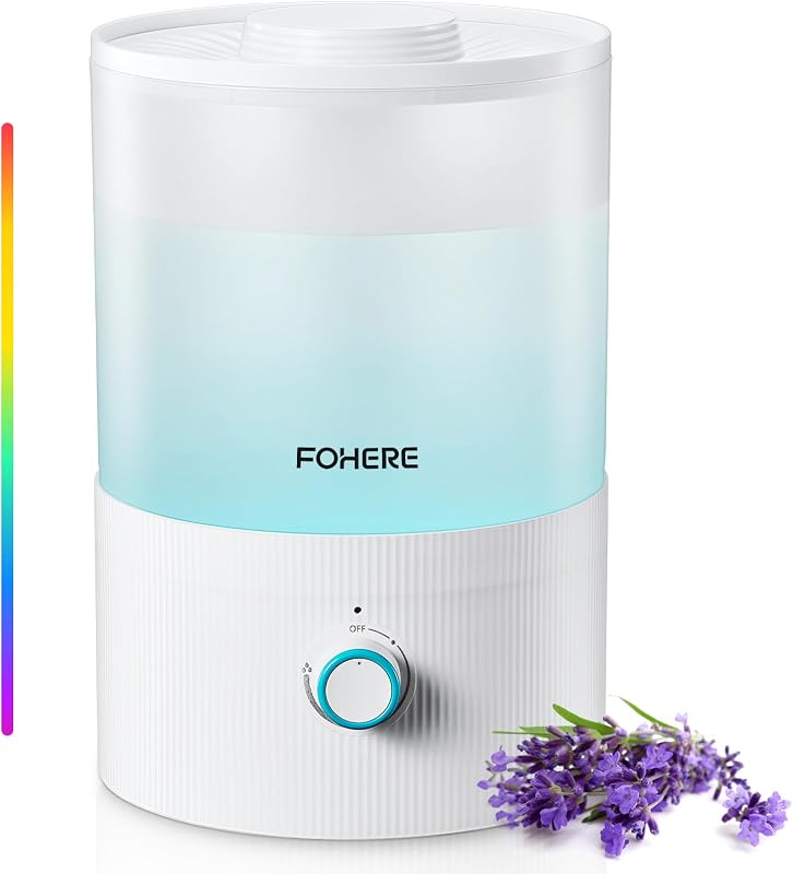 FOHERE 3,2L ultrahangos párásító, hűvös köd, illóolaj diffúzor, 7 színű LED, csendes, BPA-mentes