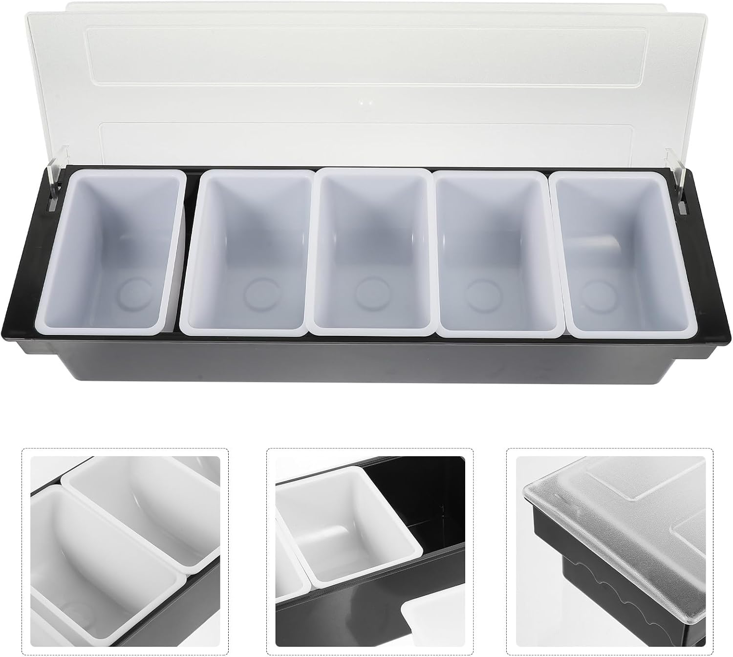 Divided Snack Tray Plastic Fruit Container 5-compartment Food Storage Box Household Candy and Dried Fruit Organizer for Kitchen and Bar Use