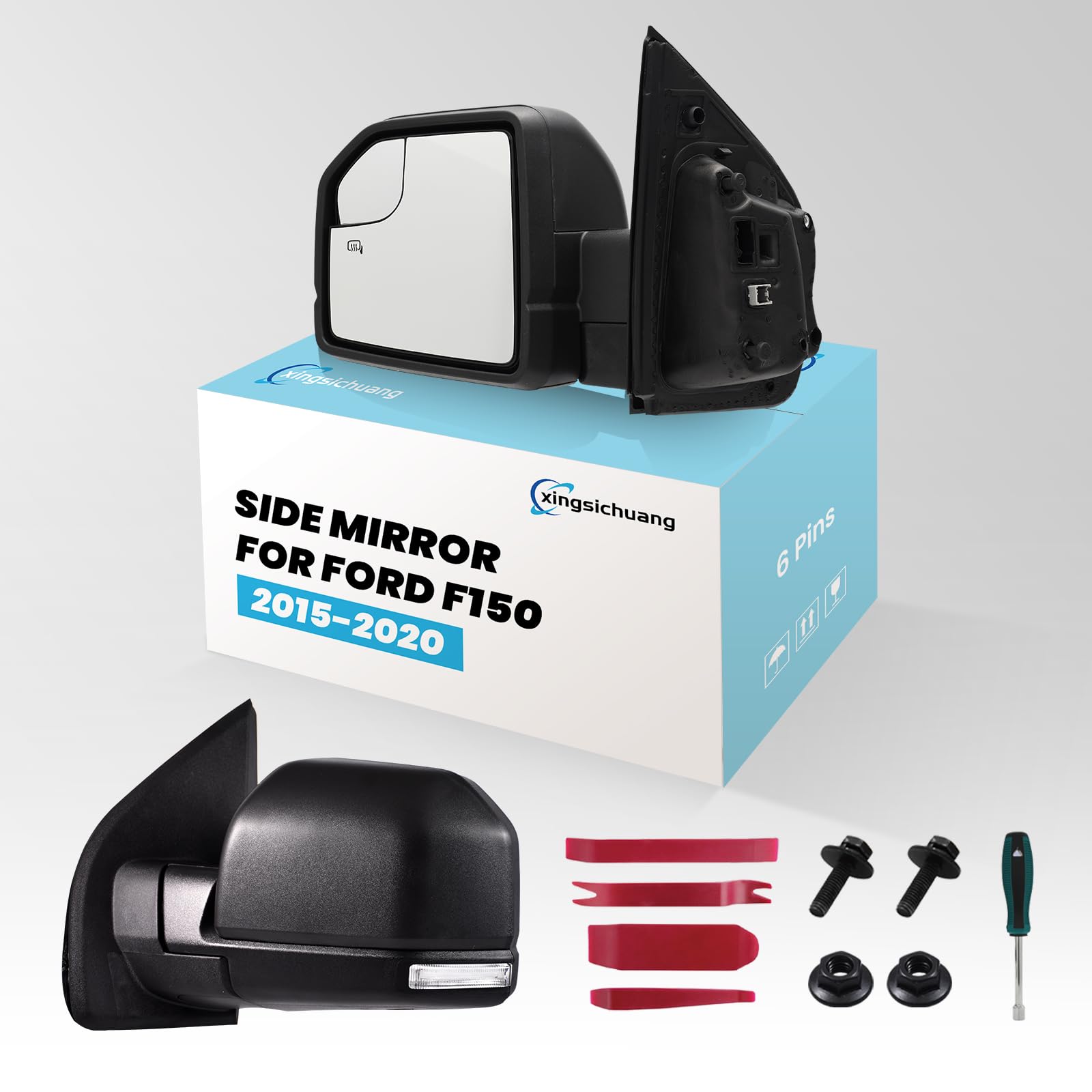 (6 Pins) Left Driver Side Mirror For 2015-2020 Ford F150