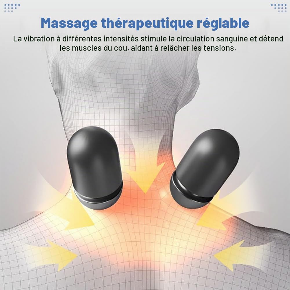 Artuvate Fisiorest The 3-In-1 Neck Massager, Fisiorest Coussin De Massage 3 En 1 Pour Le Cou, Masseur D'éPaule Avec Chaleur, Outils De Massage De La Colonne Cervicale (1 Pc Black)