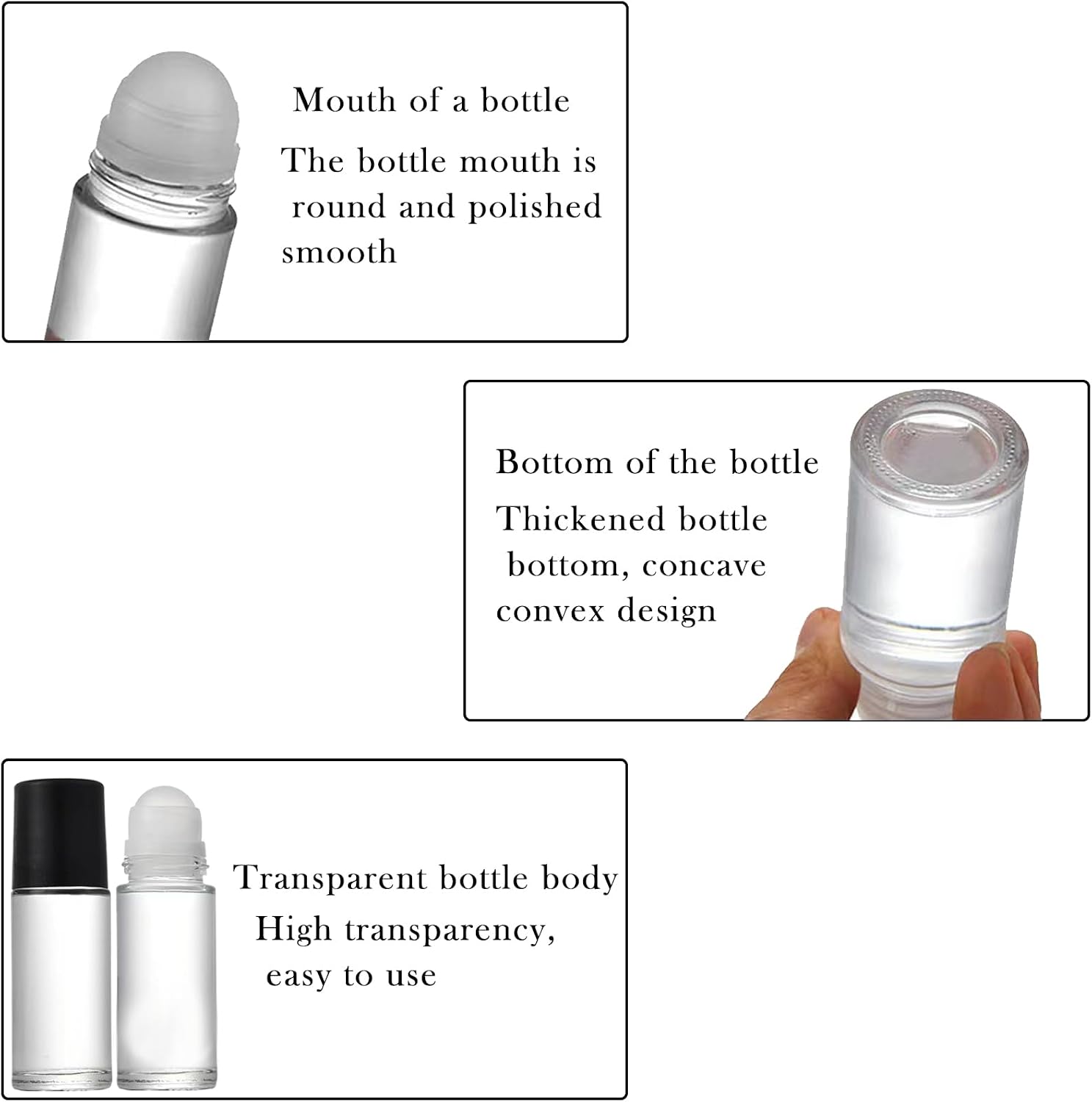 4 Pcs 1oz Deodorant Glass Roller Bottles 30ml Clear Empty Glass Essential Oil Roller Bottles with Plastic Roller Ball Black Cap,Refillable Empty Massage Roll On Bottles Containers image 3