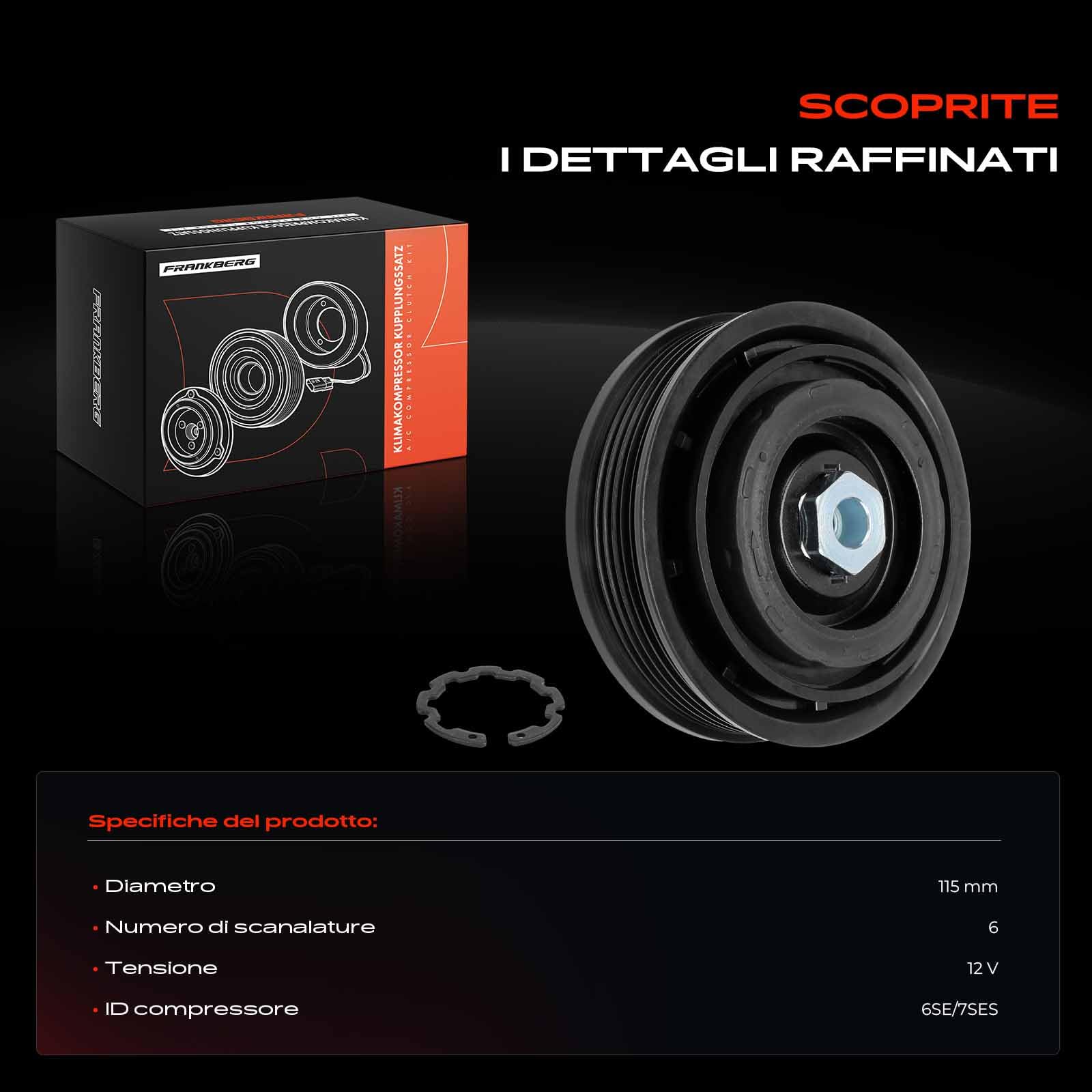 Frankberg Compressore Magnetico AC Compatibile con X3 F25 2.0L Serie 3 Touring F31 2.0L X3 F25 3.0L Serie 1 F20 2.0L Serie 3 Touring E91 2.0L Replace# 64529396722