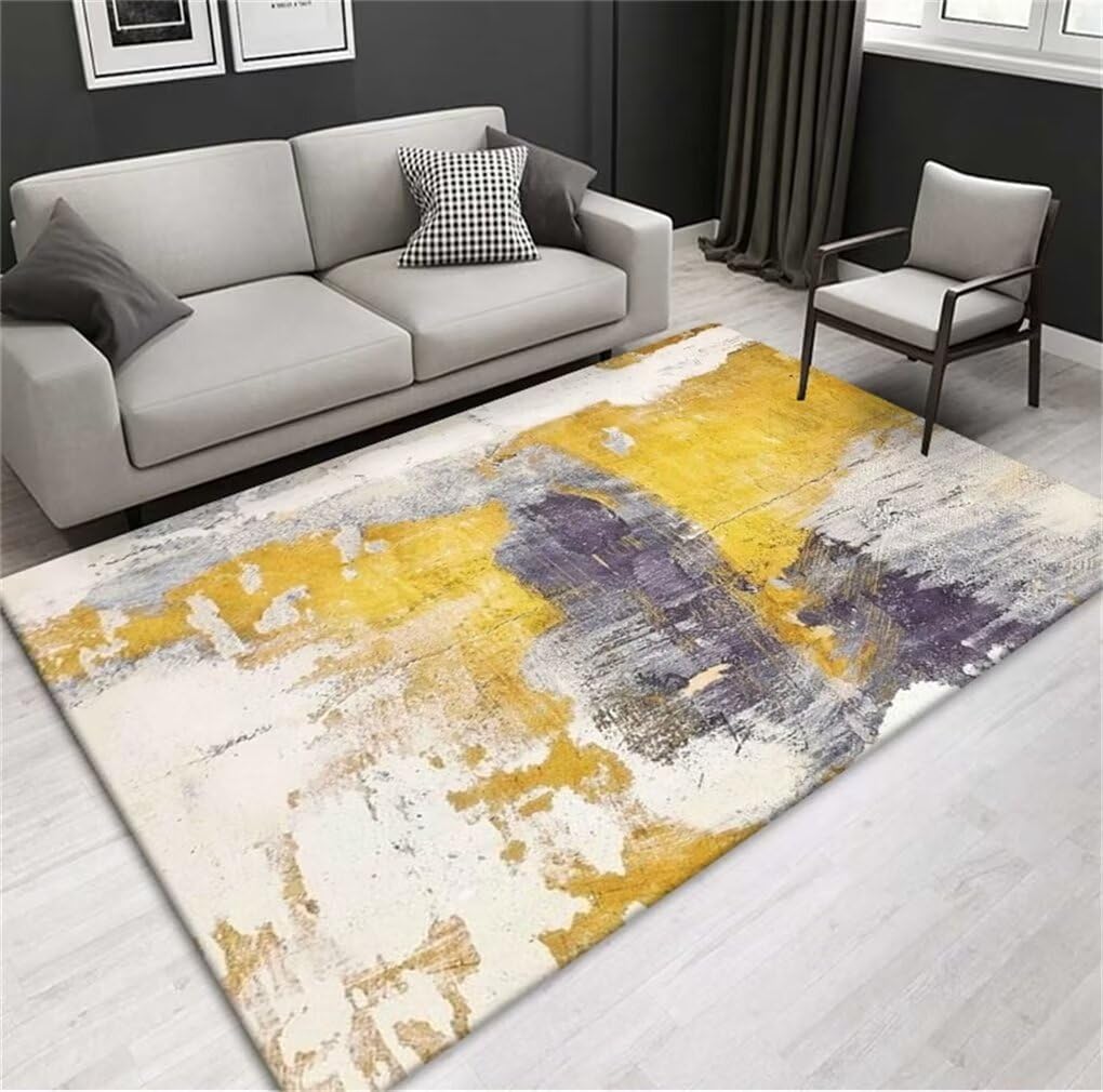 Tapis lavable en machine résistant aux taches tapis jaune 60x110
