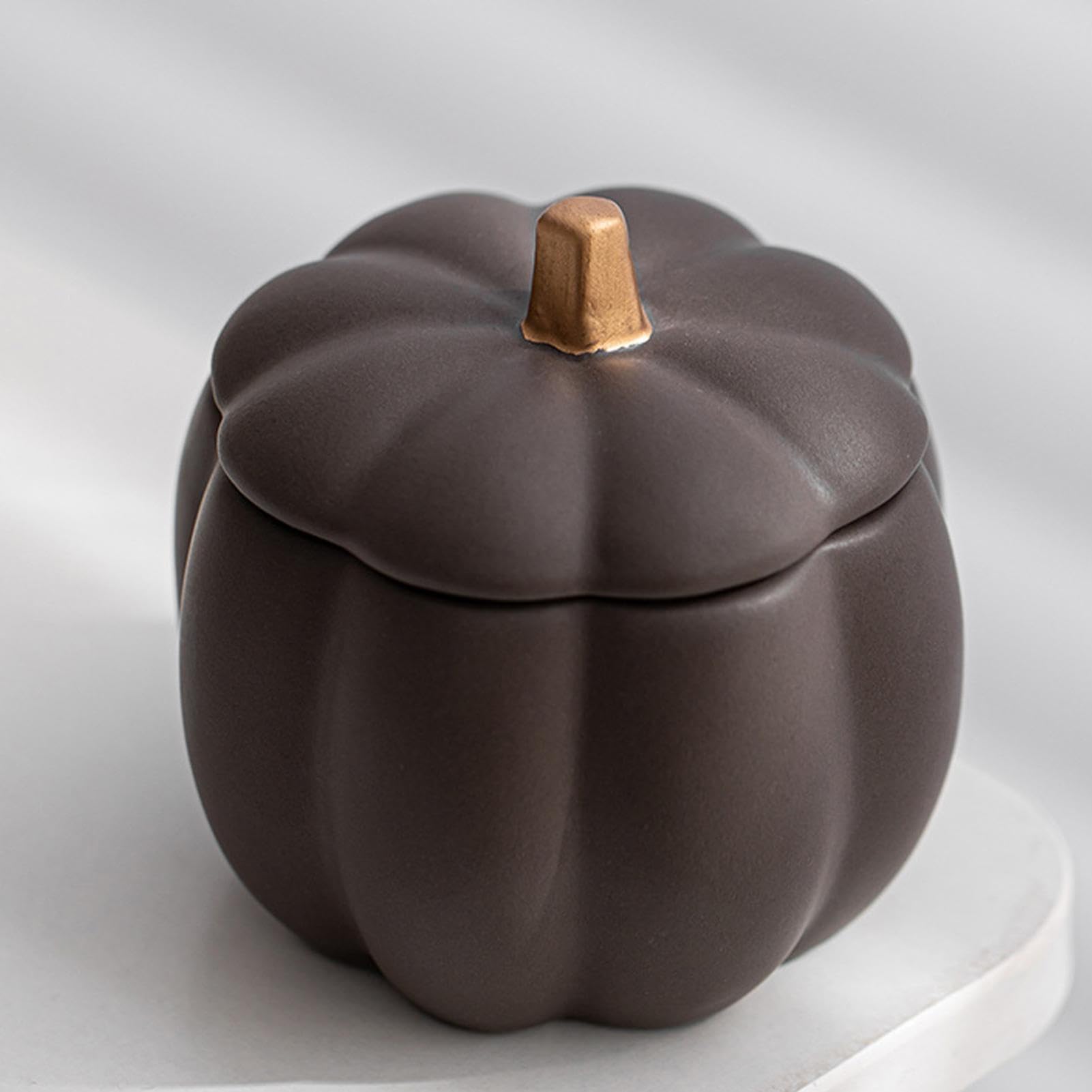 Huasean Halloween Pumpkin Tea Light Holder,Ceramic Candle Jar, Halloween Pumpkin Candlestick Cup With Lid,pumpkin Candle Cup Scented Wax Cup Fall Halloween Home Decoration Ornaments