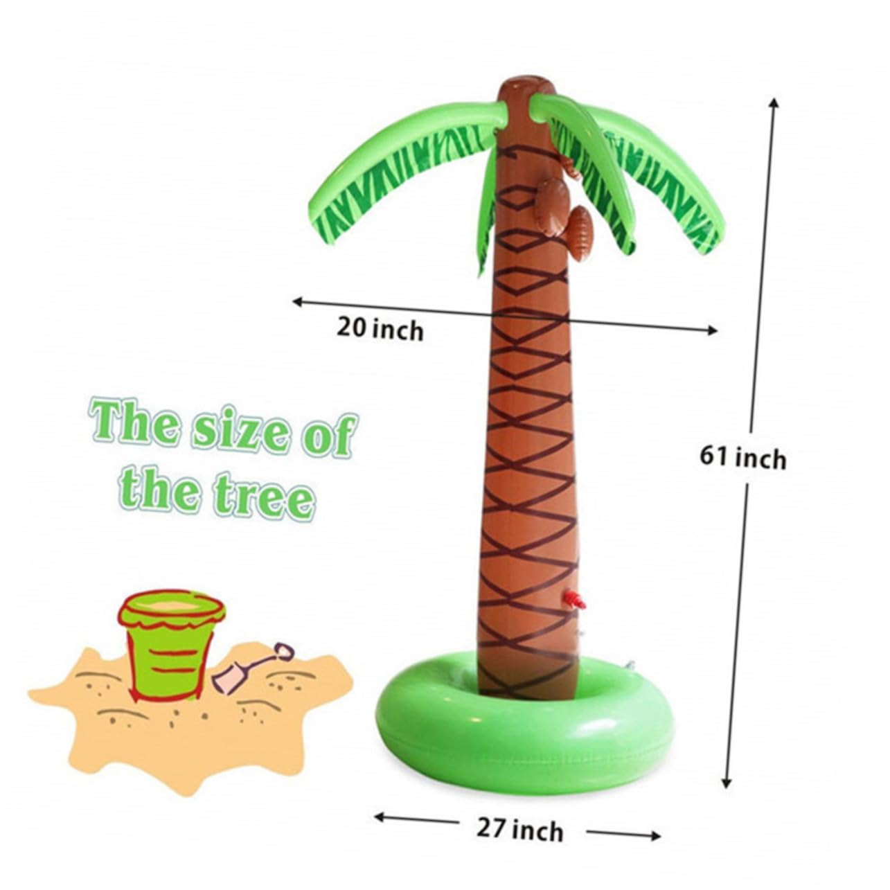ORFOFE Jouet d'Arrosage Gonflable en PVC de Cocotier pour Garçon et Filles, Léger et Portable, pour Jeux d'eau en Extérieur sur Pelouse
