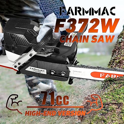Image of 71cc Gas Chainsaw 28 Inch Bar, 372W 5.5HP Full Crank Engine with Chain Brake & Ergonomic Handle, Replacement Parts Fit Husqvarna 372X, Heavy Duty Logging Saw for Farm, Ranch & Land Clearing