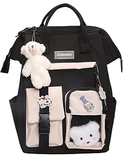 Kawaii Backpack with Kawaii Pin and Cute Accessories Backpack Cute Aesthetic Backpack Travel Harajuku for School