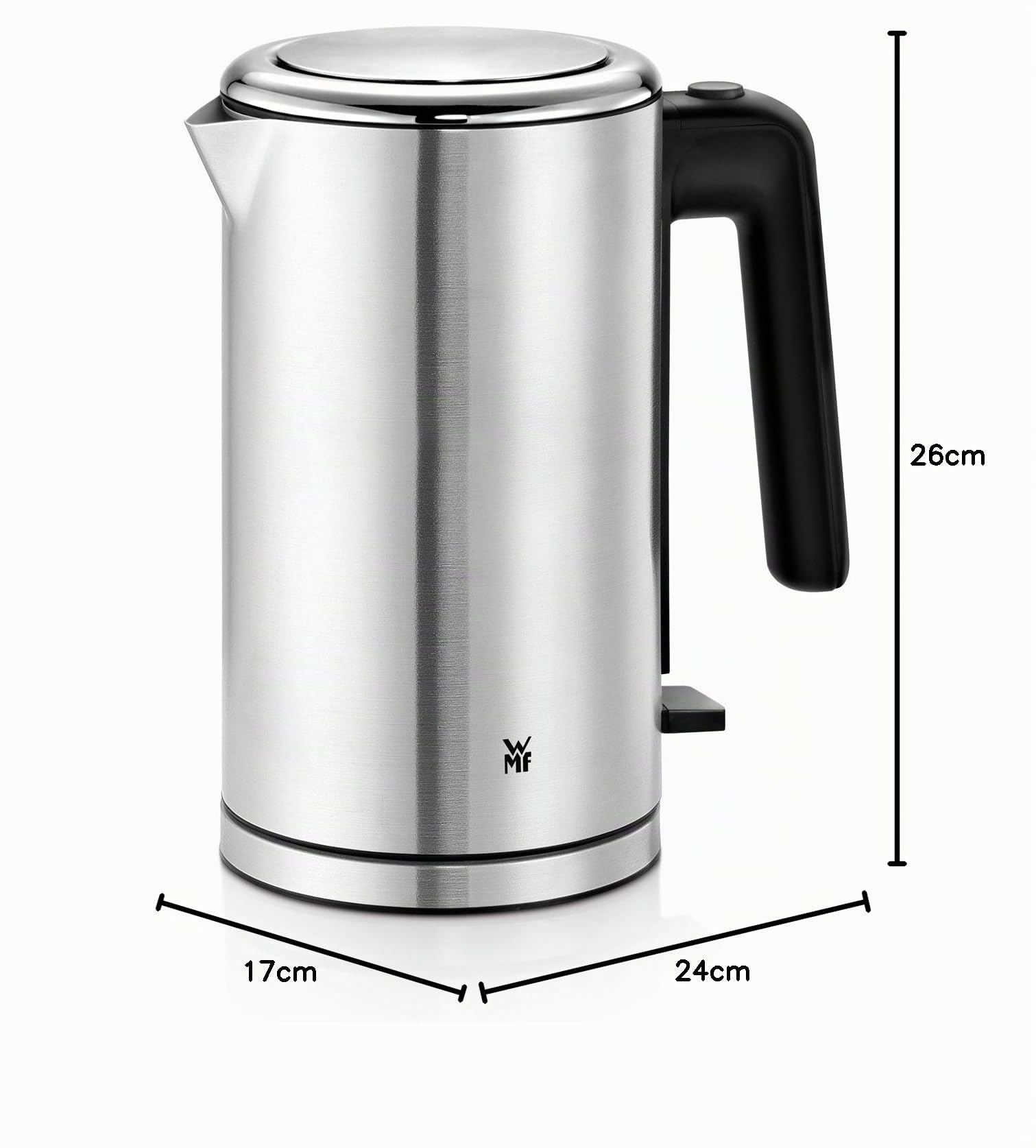 WMF Lono - Hervidor de agua eléctrico, 2400 W, 1.6 litros, Acero inoxidable cromargan