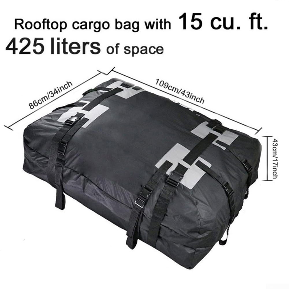 SPORTARC Borsa da tetto per auto, 425 l, impermeabile, grande borsa da viaggio, per auto, furgoni, SUV, camion, Come da immagine