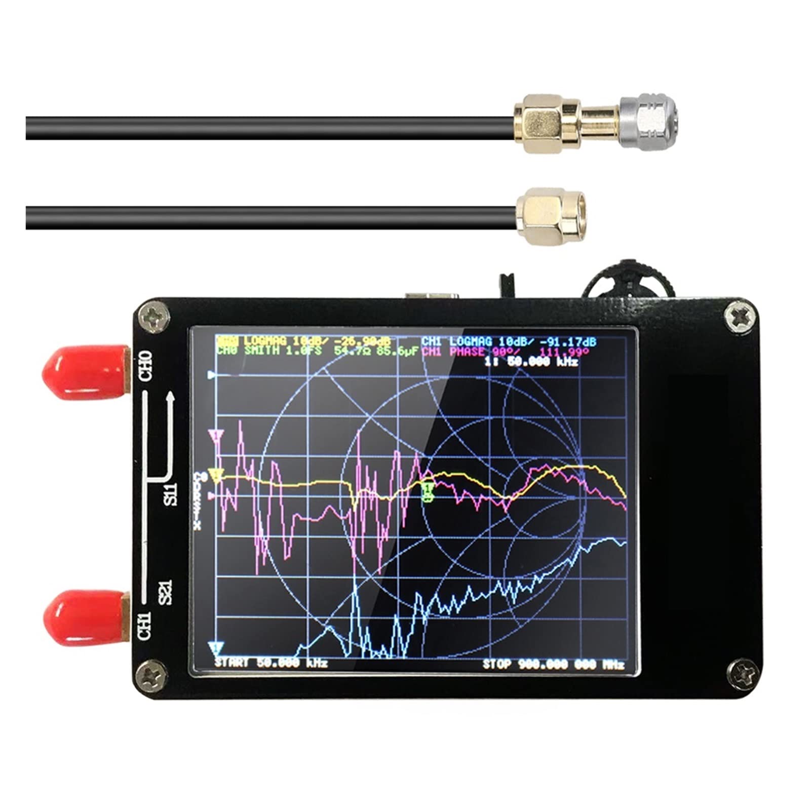 Analizator sieci wektorowych Przenośny analizator sieci Vector 0KHZ-3GHZ cyfrowy ekran dotykowy wyświetlacza krótka fala krótka MF HF VHF UHF Fale stojowe analizatora anteny(50KHz-900MHz)