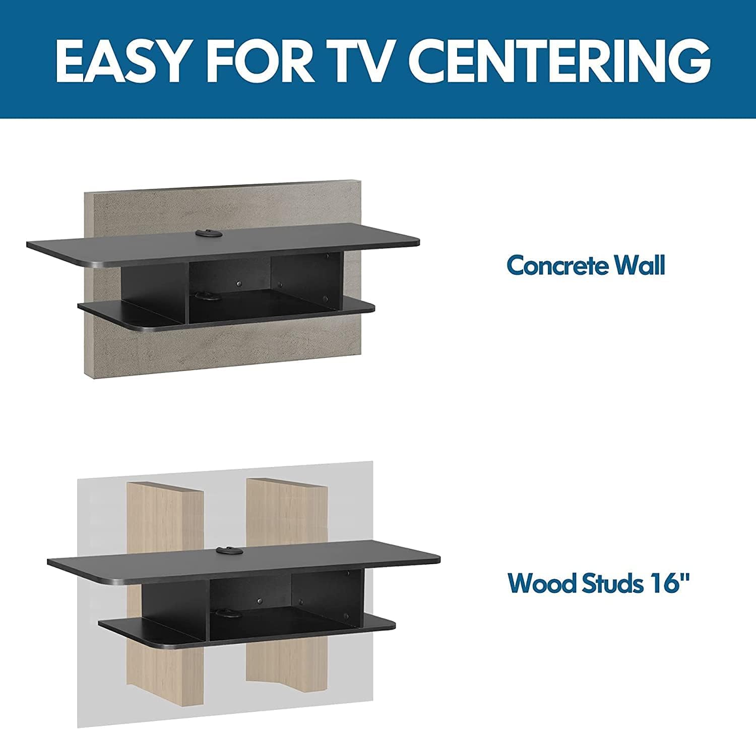 FITUEYES Floating TV Stand Wall Mounted, Floating Entertainment Shelf Under TV for Living Room, Black