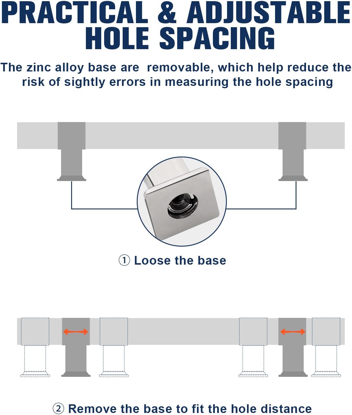 Orger Acrylic Cabinet Handles 10 Pack Modern Cabinet Hardware Drawer Pulls 4 Inch Hole Centers with Clear Square Tube Cabinet Pulls and Polished Chrome Base for Kitchen Cabinets - Image 5