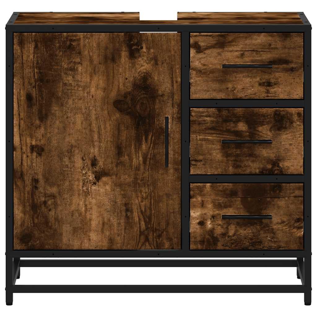 vidaXL Mueble de baño para Lavabo Roble Ahumado 65x33x60 cm, Armario de Lavabo de baño, Mueble de Lavabo de baño, Mueble de Lavabo, Mueble de baño