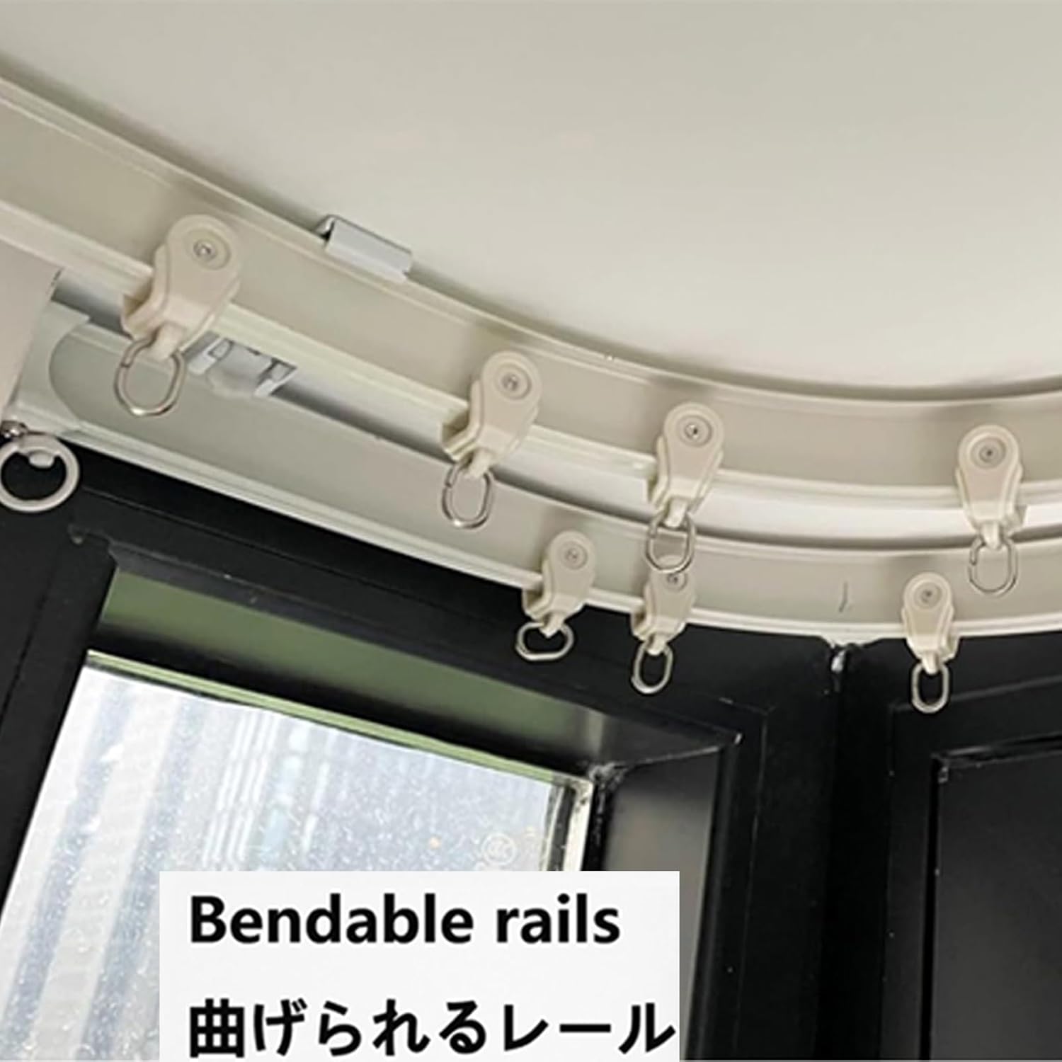 Flexible Bendable Curved Curtain Track Top Ceiling Mounting Strong Durable, Double Curtain Track Set, Can Be Bent Manually, for Living Room Bedroom Drop Ceiling Shower ( Color : Black , Size : 1.8m/5.