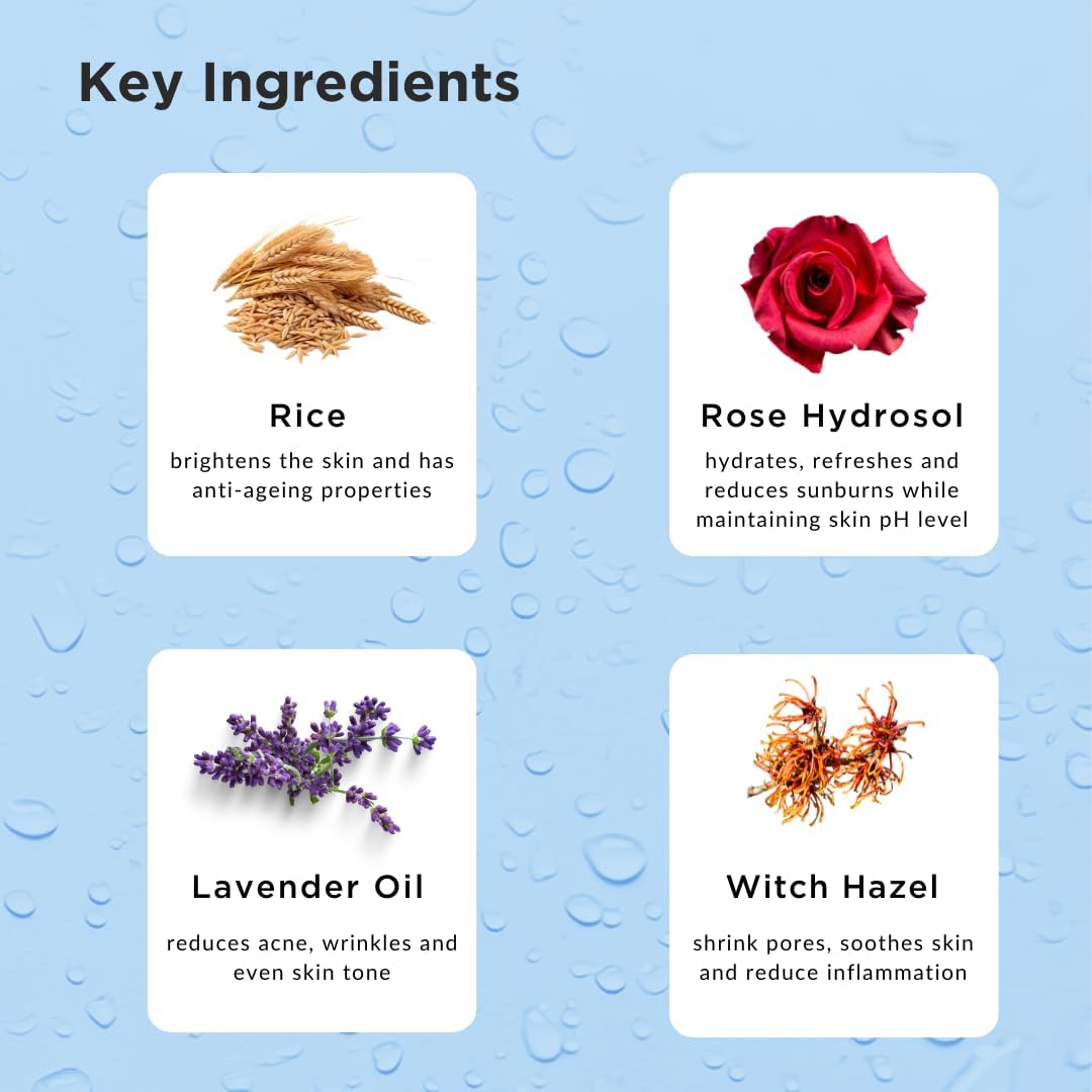 Rice Water Facial Toner Mist with Witch Hazel, Hydrating, 3.38 fl oz