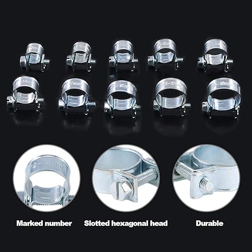 Miniatura 4 de Swpeet Kit surtido de 120 piezas de 10 tamaños chapado en zinc, mini línea de inyección de combustible, estilo de línea de inyección, perfecto para