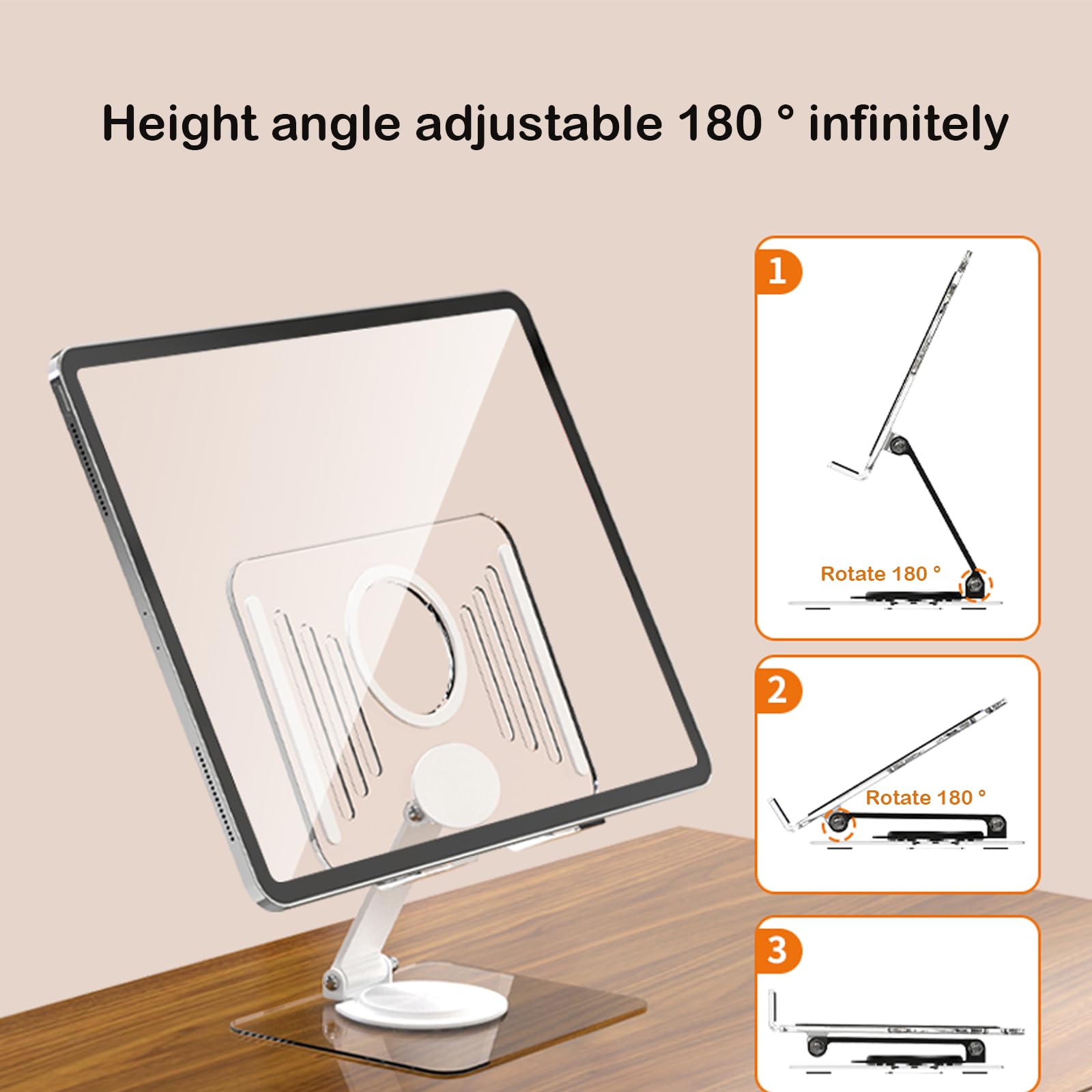 Supporto da scrivania per iPad, regolabile a 360°, supporto in acrilico per iPad, monitor e switch iPhone, organizer da scrivania e accessori per donne (rosa)