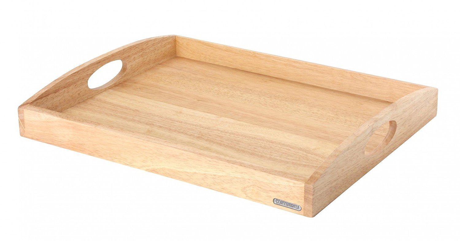Continenta Taca z drzewa kauczukowego, taca śniadaniowa, taca do serwowania, prostokątna, wymiary: 50 x 39 x 5 cm