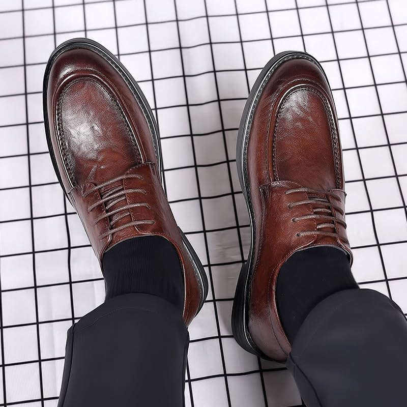 Men's Classic Lace-Up Low Leather Dress Shoes Mens Business Wedding Formal Oxfords2