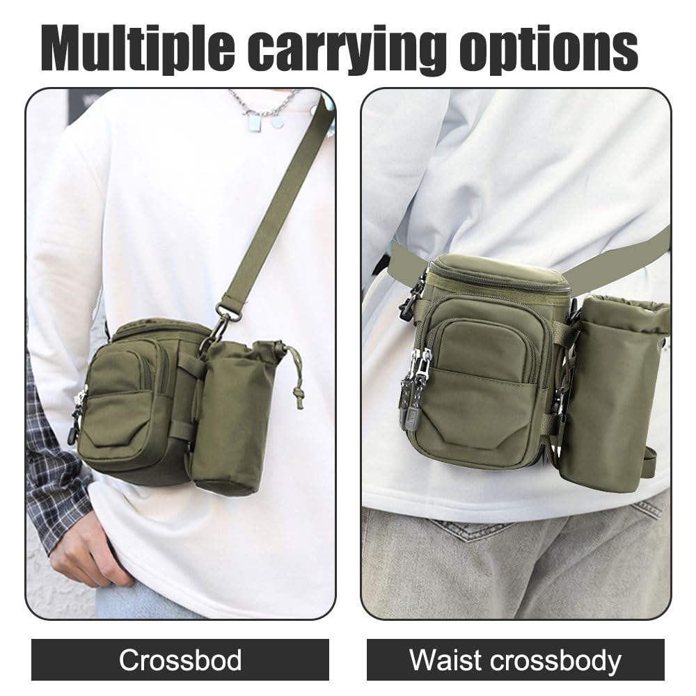 Bolsa for transportar botellas de agua, riñonera táctica con soporte for bolsa de hidratación extraíble y cinturón ajustable.,Botella de camping(Armygreen)