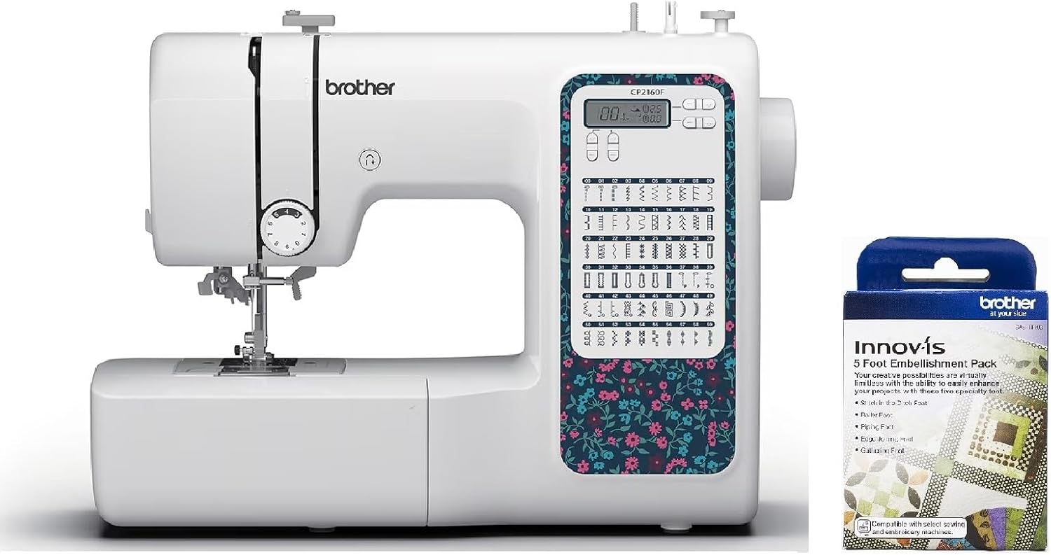 Brother Computerized Sewing Machine with 60 Built-In Stitches and 7 Included Feet Bundle with Hardcase (2 items)