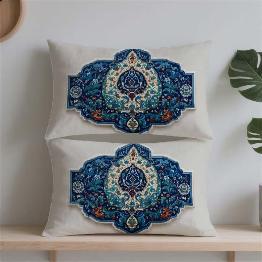 Housse de coussin 60x80cm imperméable bleu marine pour terrasse en automne