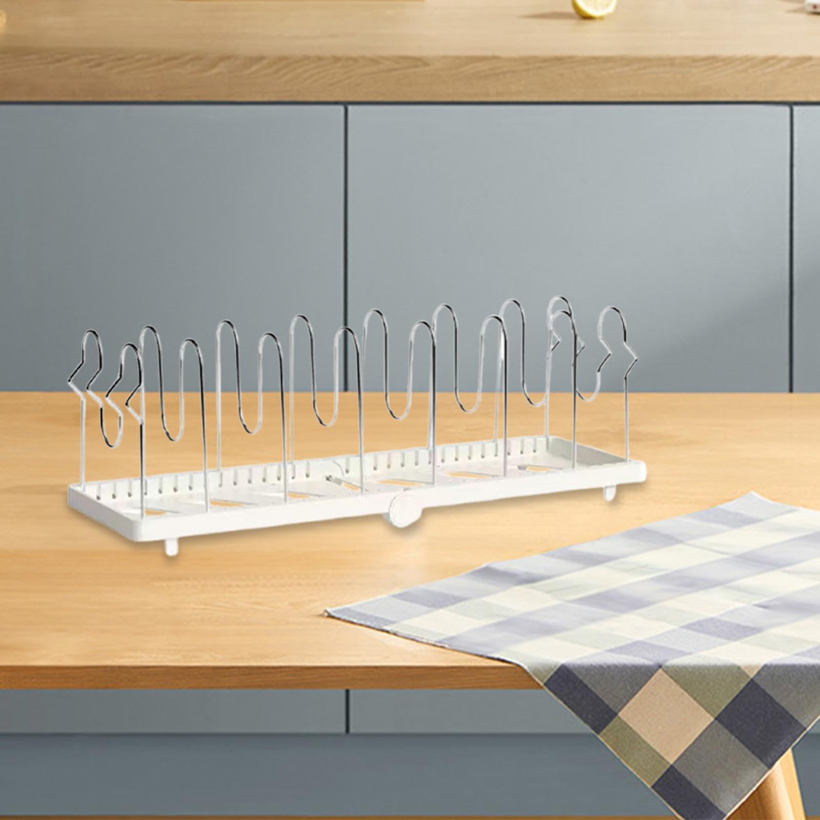 Amagogo Organizzatore per pentole e padelle, Organizzatore per teglie da forno, Supporto per pentole, Supporto per coperchi di pentole, Griglia per pentole, Bianco
