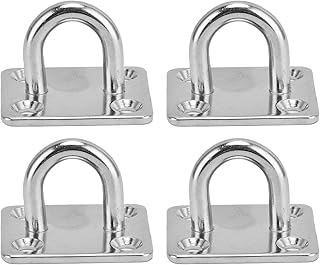 YWBL-WH 4Pcs 304 Stainless Steel Eye Plate Staple Hook Loop Ceiling Wall Mount Hanging Hardware with Enclosed Hook for Wires Ropes Fixing