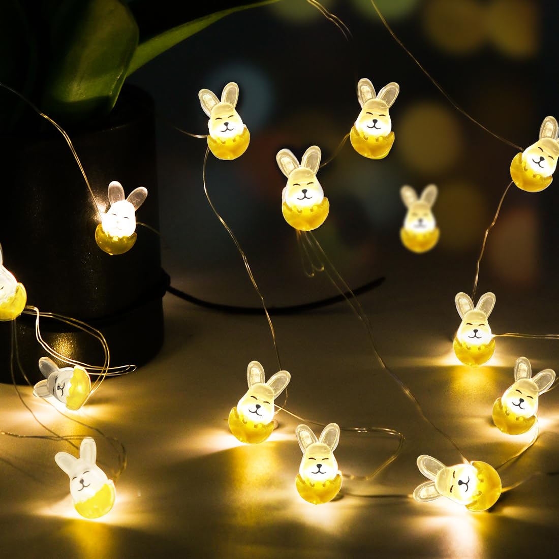Wishstar Hasen Lichterkette 220cm, Ostern Lichterkette, Bunny Led Osterbeleuchtung, Osterdekoration Lichterkette, Led Osterbeleuchtung, Osterdeko Innen