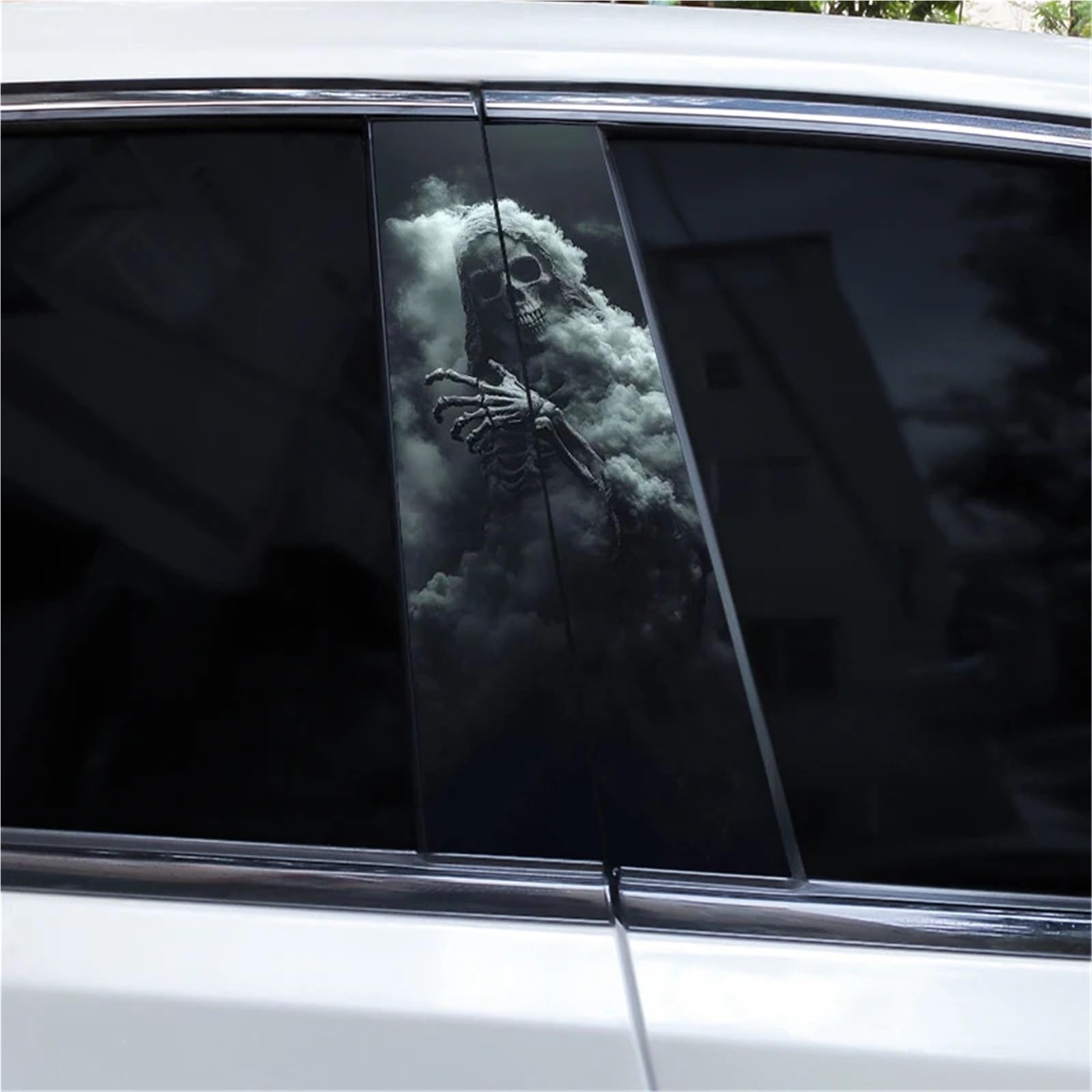 2pcs Grim Reaper Sticker Car B-Pillar Sticker DIY Vinyl Waterproof Car Door Pillar Sticker Suitable for Most Car Center Pillars