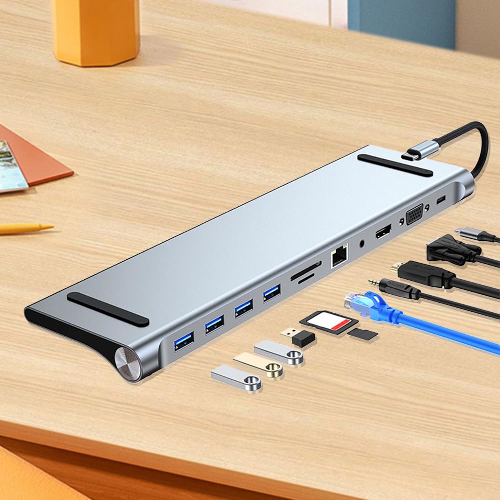 Stacja dokująca USB C 11 w 1 z 4K HDMI VGA Ethernet 100 W PD SD TF Audio USB 3.0 koncentratory