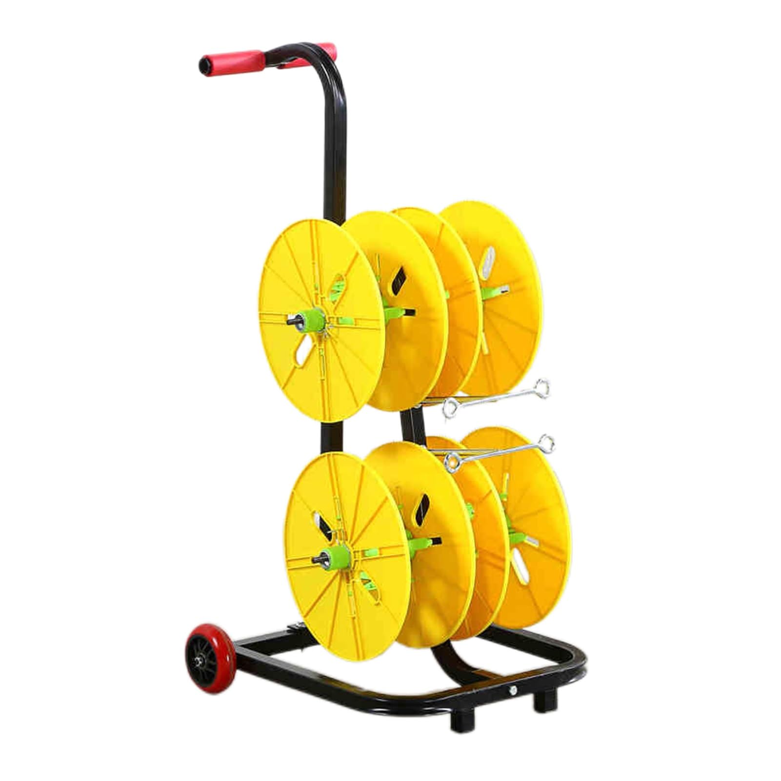 ZFUCMAYL Wire Spool Rack,Wire Spool Rack Dispenser,Transportable Cable Caddy,Work Independently,(4/6/8 Axle) Mobile Cart for Workplace Efficiency(4 Reel)