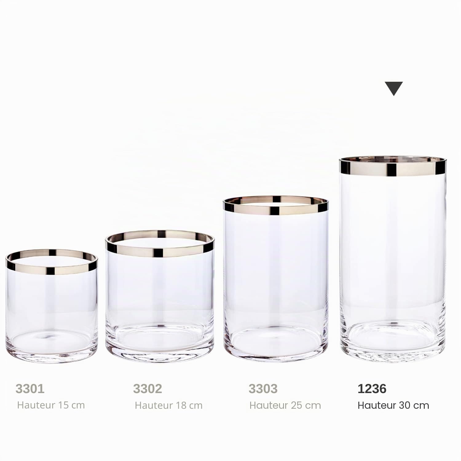 EDZARD Molly Photophore, en Verre de Cristal soufflé à la Bouche avec Bord en Platine, pour Bougies, Hauteur : 30 cm, diamètre : 17 cm
