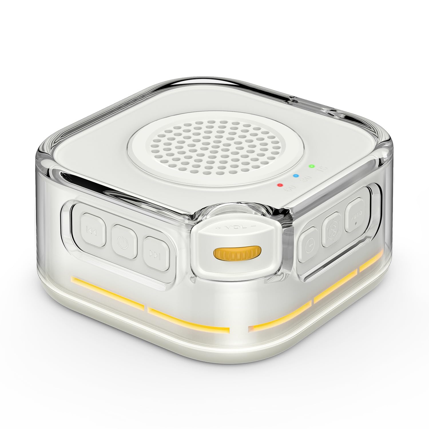 White Noise Machine Baby, biały szum z 28 dźwiękami, 3 jasności, ciepła biel, funkcja wykrywania szumów, timer, ładowanie przez USB, głośnik Bluetooth dla dzieci i dorosłych