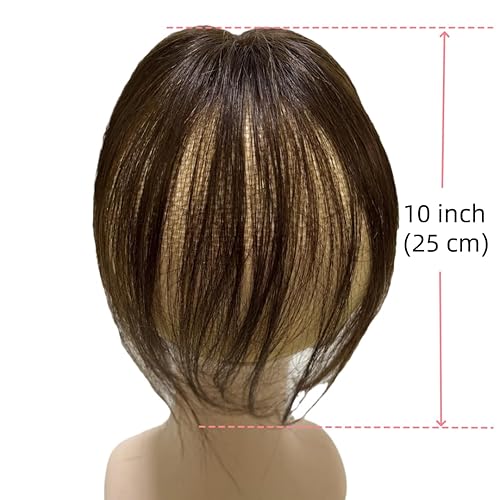 Miniatura 5 de Anemone Jewelry Peluca de cabello humano con clip en flequillo para mujer, 10 pulgadas, parte media, lacio, postizos, tupé para pérdida de cabello